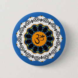 Spirituelle Mandala Yoga Om Symbol Blue Geometric Button