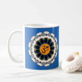 Spirituelle Mandala Yoga Om Symbol Blue Geometric Kaffeetasse