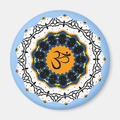 Spirituelle Mandala Yoga Om Symbol Blue Geometric Magnet (Vorne)