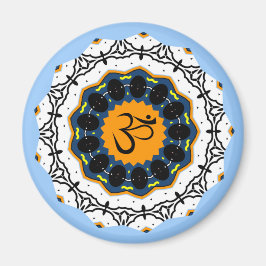 Spirituelle Mandala Yoga Om Symbol Blue Geometric Magnet
