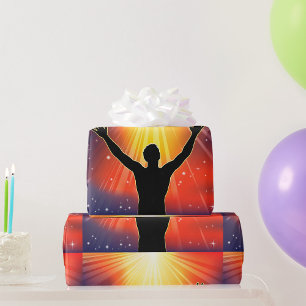 Spirituelle Männer-Silhouette mit erhobenen Armen Geschenkpapier