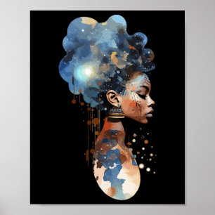 Spirituelle Melanin Queen Afro American Space Warr Poster