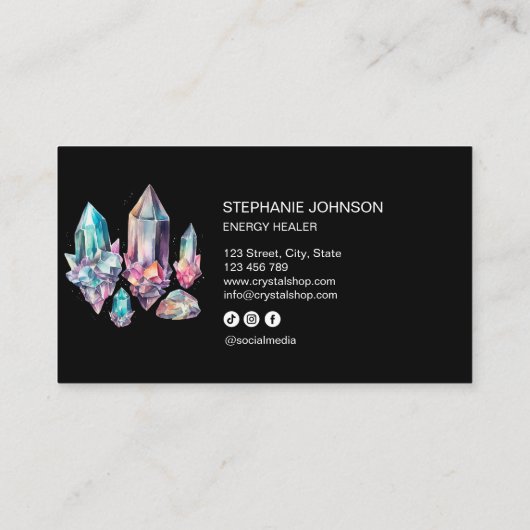 Spirituelle Mystical Energy Healer Kristallsteine Visitenkarte (Rückseite)