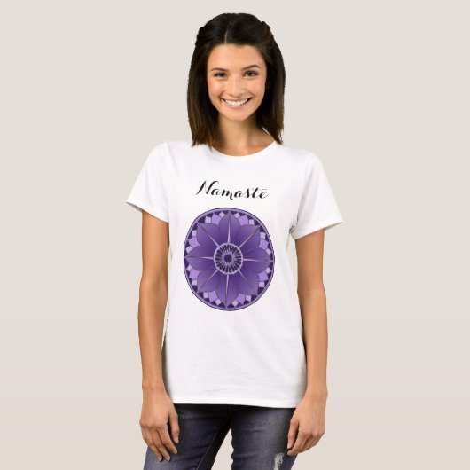 Spirituelle Namaste Lila Mandala T-Shirt (Vorne ganz)