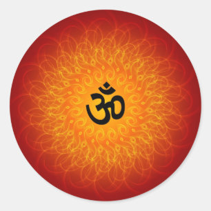 Spirituelle Om auf Mandala Runder Aufkleber