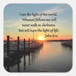 SPIRITUELLE PLATTE JOHN 8;12 SCRIPTURE DESIGN QUADRATISCHER AUFKLEBER