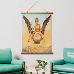 Spirituelle Sarasvati Yoga Meditation Dekorationsk Wandteppich Mit Holzrahmen