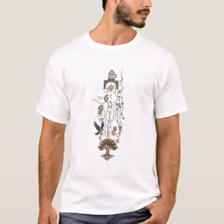 Spirituelle Serenität Vertikale Linienkunst Grafik T-Shirt