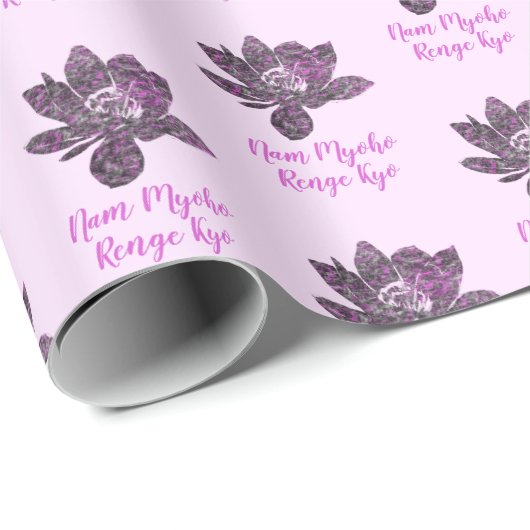 Spirituelle, teilweise Lila Lotus Blume Nam Myoho Geschenkpapier (Rolleneckpunkt)