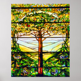 Spirituelle Tiffany-Fenster Landschaftliche Baumla Poster