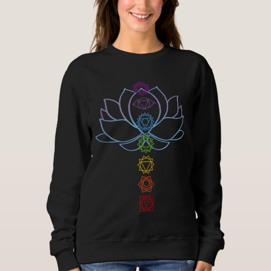 Spirituelle Zen Lotus Blume Chakras Aligned Yoga Sweatshirt (Vorderseite)