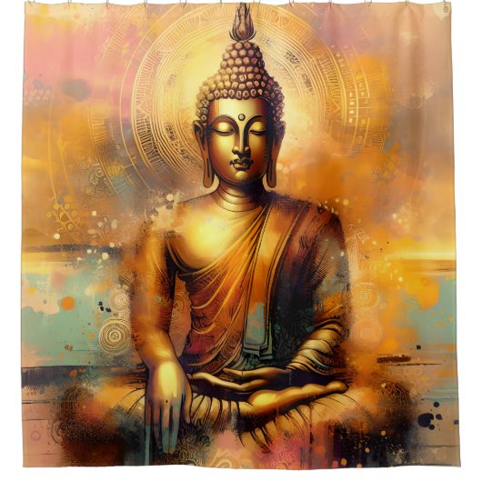 Spiritueller Buddha Duschvorhang (Vorderseite)
