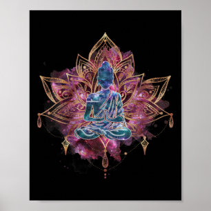 Spiritueller Buddha in Lotusblumen-Magie-Meditatio Poster