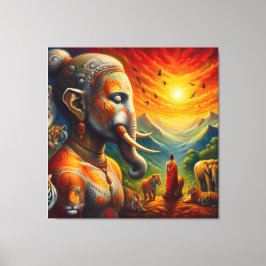 spiritueller Buddha und Elefant Leinwanddruck