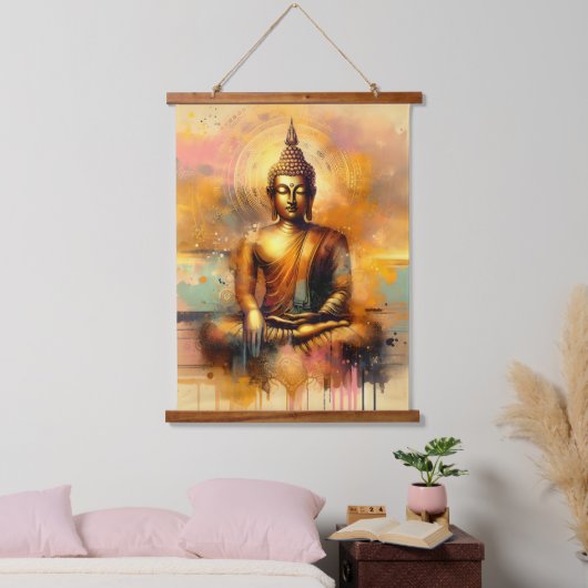 Spiritueller Buddha Wandteppich Mit Holzrahmen (Schlafzimmer)