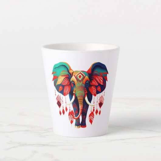 Spiritueller Elefant mit roten Federn Milchtasse (Vorderseite)