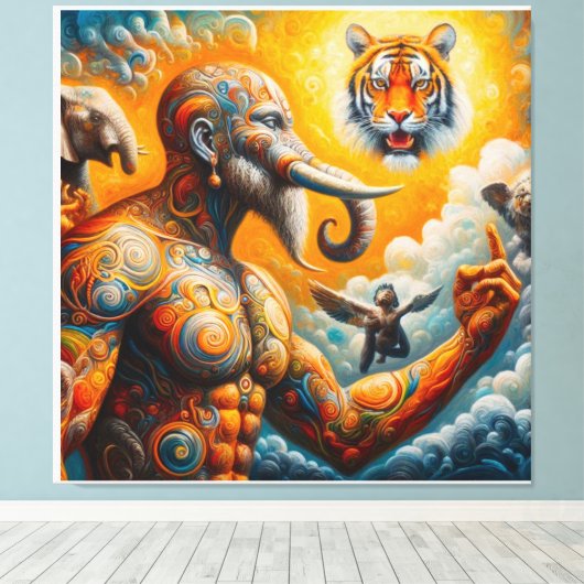 spiritueller Elefantentiger Leinwanddruck (Insitu (Holzboden))