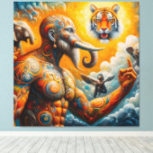 spiritueller Elefantentiger Leinwanddruck (Insitu (Holzboden))