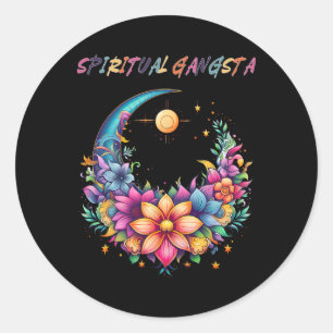 Spiritueller Gangsta-Blumenmond-Yoga-Meditations-M Runder Aufkleber