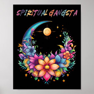 Spiritueller Gangster-Blumenmond-Yoga-Meditations- Poster