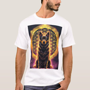 Spiritueller Hund mit Golden Mandala & Blume des L T-Shirt
