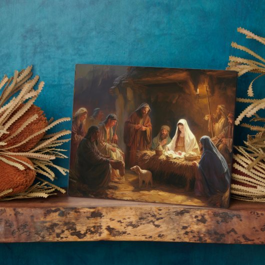 Spiritueller Jesus Manger Plaque Fotoplatte (Seite)