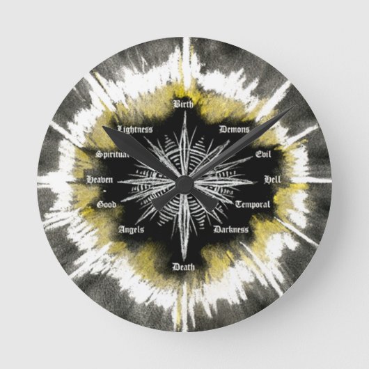 Spiritueller Kompass Runde Wanduhr (Vorderseite)