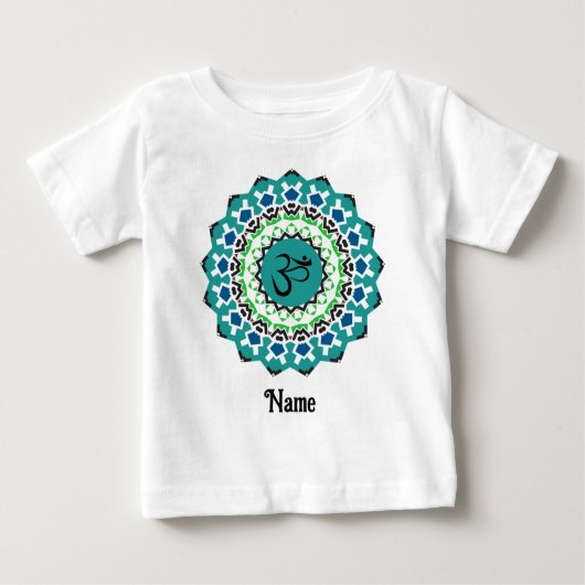 Spiritueller Mandala Yoga Om Symbol Blau individue Baby T-shirt (Vorderseite)