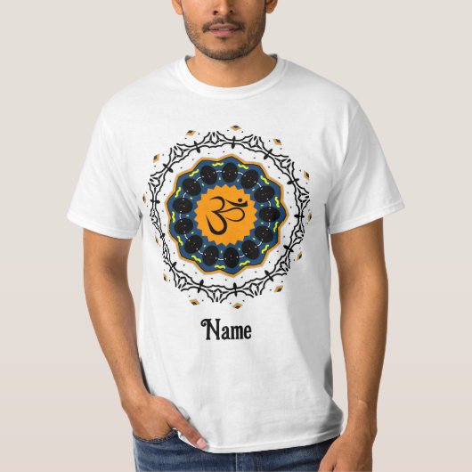 Spiritueller Mandala Yoga Om Symbol Blau individue T-Shirt (Vorderseite)