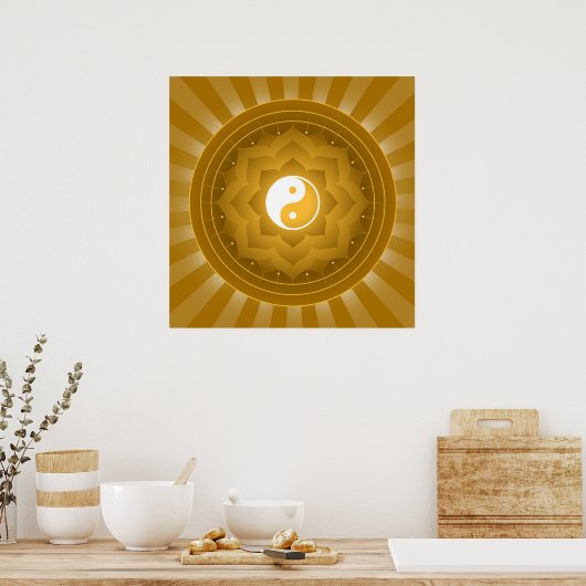 Spiritueller Yin Yang auf Lotus Hintergrund Poster (Küche)