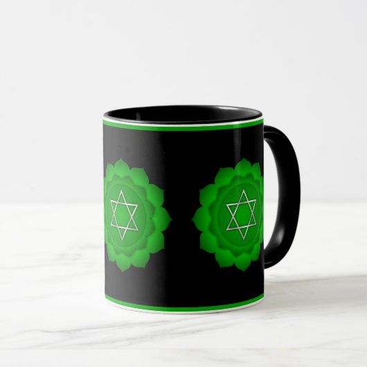 Spirituelles Grünes Herz Chakra Zen Yoga Namaste Tasse (VorderseiteRechts)