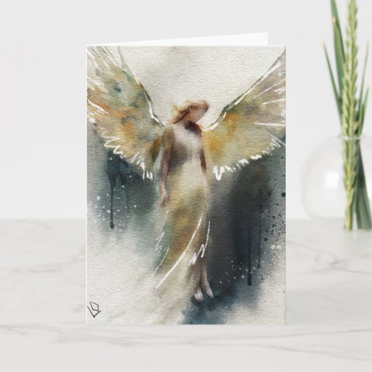 Spirituelles Grußkartendesign, Angel Watercolor Karte (Vorderseite)