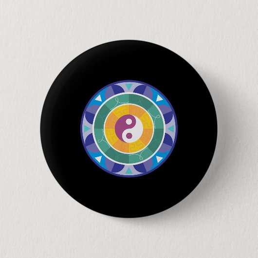 Spirituelles Mandala Regenbogenfarbenes chinesisch Button (Vorderseite)