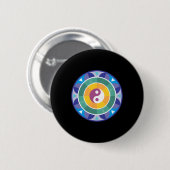 Spirituelles Mandala Regenbogenfarbenes chinesisch Button (Vorne & Hinten)