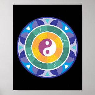 Spirituelles Mandala Regenbogenfarbenes chinesisch Poster