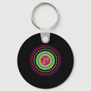 Spirituelles Mandala Yoga Om Symbol Rosa und Grün  Schlüsselanhänger