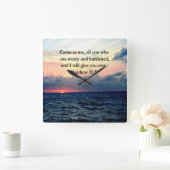SPIRITUELLES MATTHEW 11:28 SONNENSCHREIBEN FOTO QUADRATISCHE WANDUHR (Zuhause)