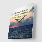 SPIRITUELLES MATTHEW 11:28 SONNENSCHREIBEN FOTO QUADRATISCHE WANDUHR (Winkel)