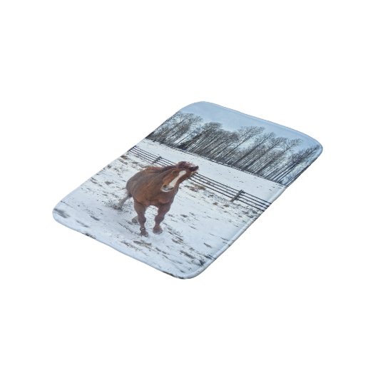 Spirituelles Quarterpferd im Winterschnee Badematte (Schrägansicht)