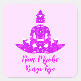 Spirituelles Rosa und Weiße Symmetrie Lotus Yoga Quadratischer Aufkleber