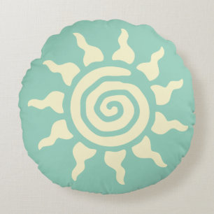 Spirituelles Sonnensymbol - Energiespirale 9 Rundes Kissen