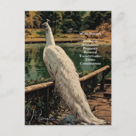 Spirituelles White Peacock Bird inspirierendes Zit Postkarte