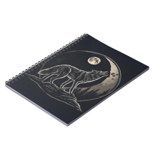 Spirituelles Wolf Crescent MondNotebook Notizblock (Linke Seite)