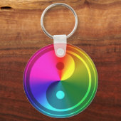 Spirituelles Yin Yang - Regenbogendesign Schlüsselanhänger (Vorderseite)