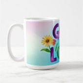 Spirituelles Zitat Gott ist Liebe farbenfrohe mode Kaffeetasse (Links)