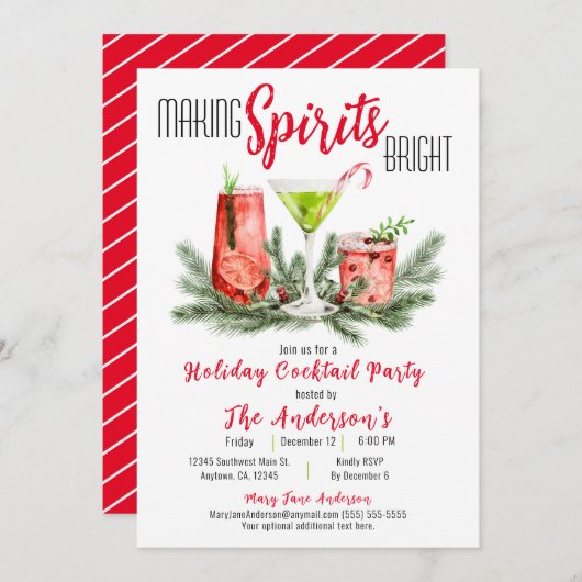 Spirituosen Brötchen Cocktail Party Einladung (Vorne/Hinten)