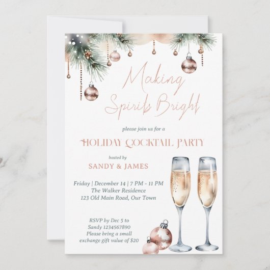 Spirituosen helle Feier mit metallisch Einladung (Vorderseite)