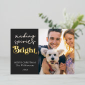 Spirituosen hellen Frohen Weihnachten Folien Feiertagskarte (Stehend vorne)