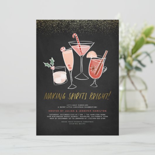 Spirituosen heller machen | Chalkboard Cocktail Pa Einladung (Stehend Vorderseite)