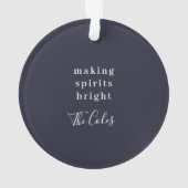Spirituosen heller machen | Navy Blue Christmas Fo Ornament (Rückseite)